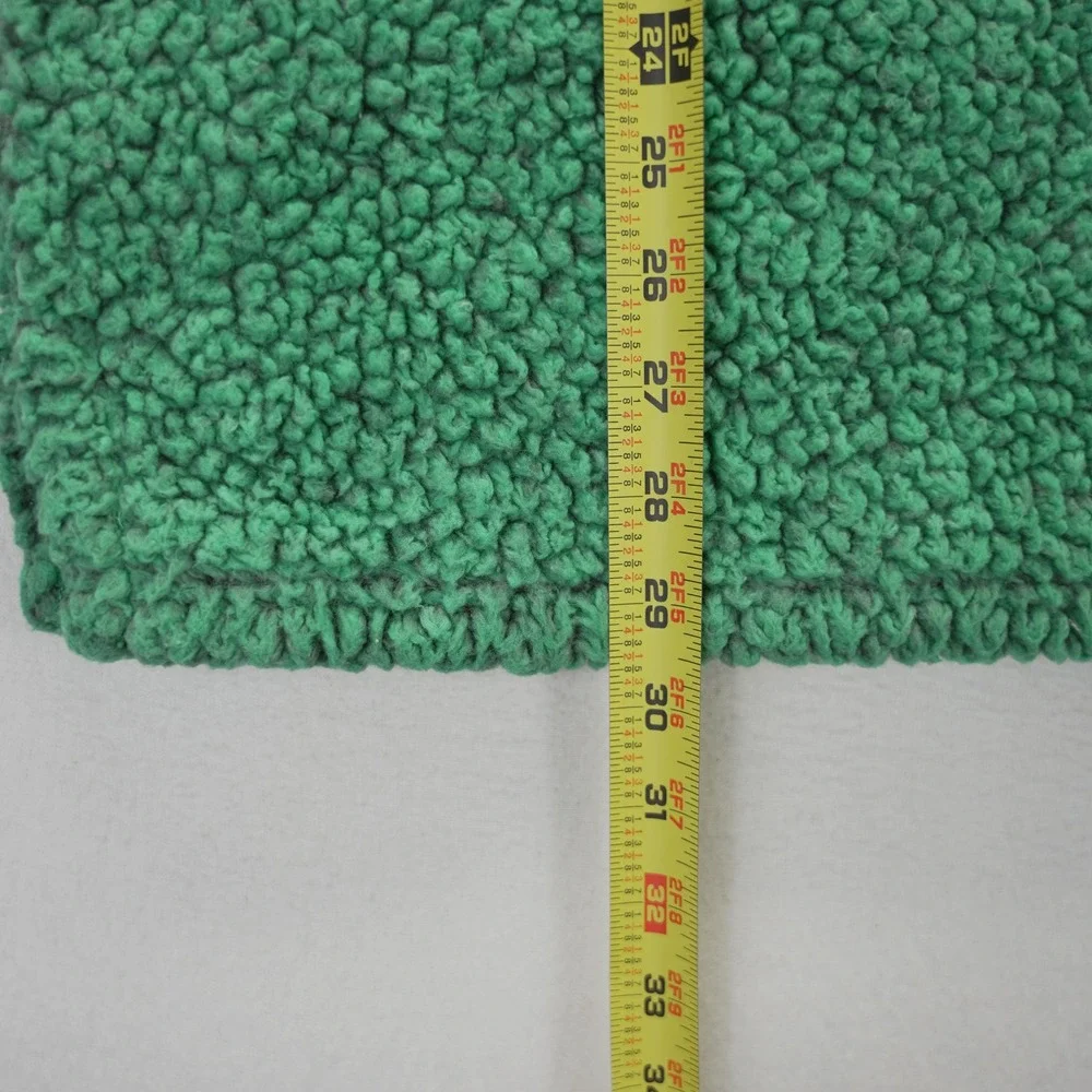 Southern Marsh Mens Blue Green Sherpa Fleece Quarter Zip Pullover Neon Pocket S